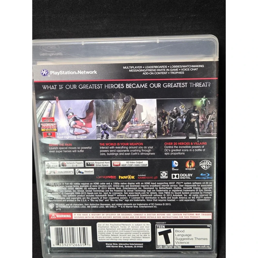 Injustice Gods Among‎ Us Sony PS3 PlayStation 3 DC Comics Fighting Game T Rated